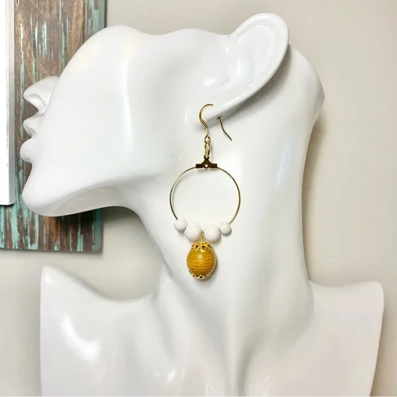 Handcrafted Boho Vibes Beaded Dangling Hoop Earrings - Picture 6 of 6
